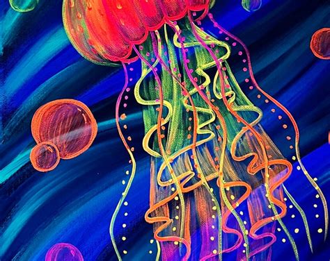 Black Light Jellyfish Painting Etsy