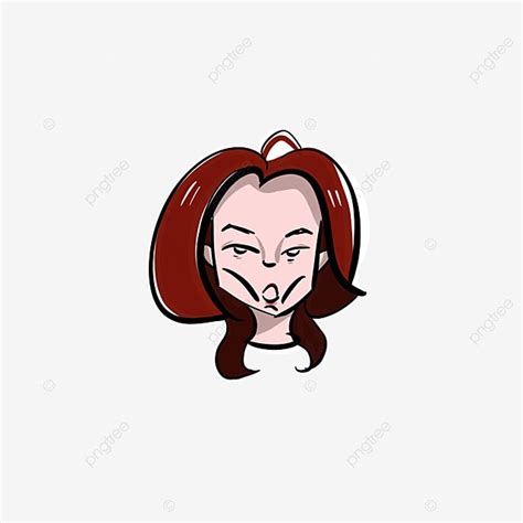 Haggard Woman Vector Red Hair Element Cartoon Hand Painted Head Without