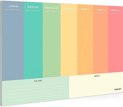 PACKLIST Pianificatore Settimanale Dal Design Organizzatore Di