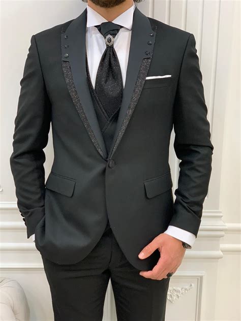 Black Italian Style Wedding Tuxedo For Groom Bespokedailyshop