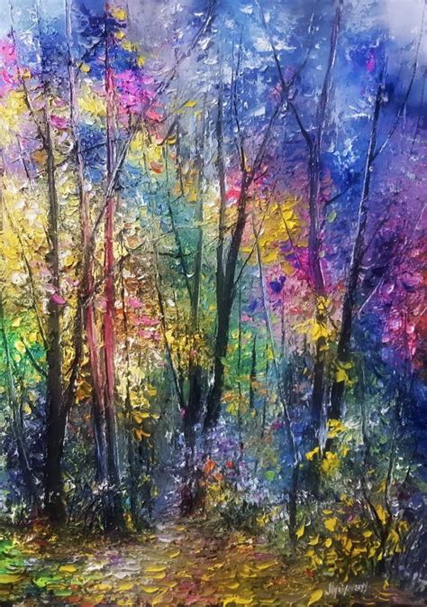 November. I painted this forest landscape in oil using a palette knife ...