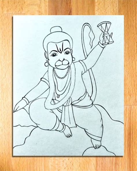 Hanuman Drawing How To Draw Balhanuman With Damru Easy Pencil