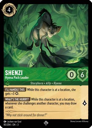 Shenzi - Hyena Pack Leader - Mushu Report (Lorcana Wiki)