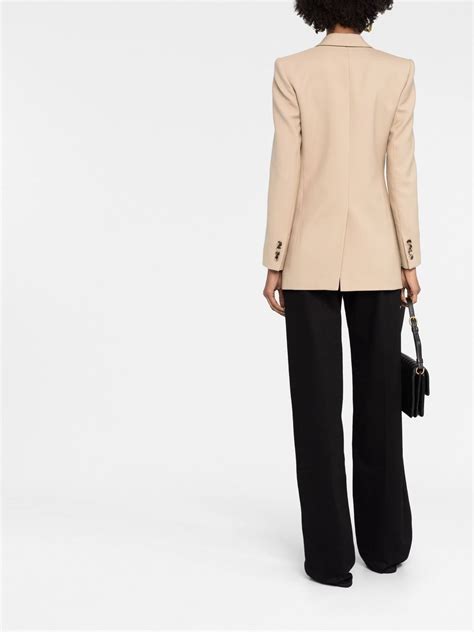 Saint Laurent Double Breasted Wool Blazer Neutrals Farfetch Uk