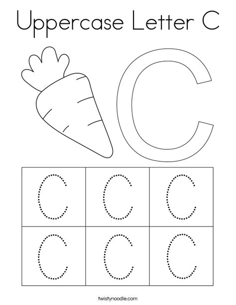 Uppercase Letter C Coloring Page Twisty Noodle