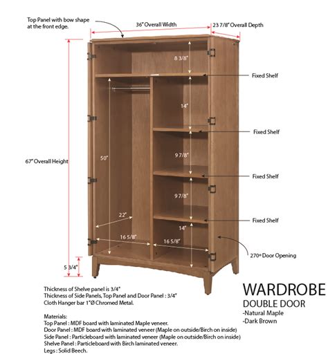 Wadsworth Wood Door Wardrobe Dark Bamboo Taf Furniture