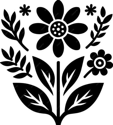 Diseño Plano Siluetas De Flores Vector Silueta De Color Negro Vector