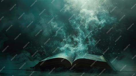 Premium Photo An Open Magical Book With Dark Background