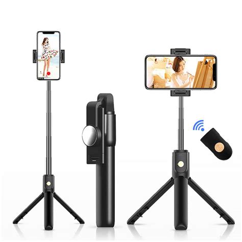 BASTON TRIPIE PALO SELFIE STICK CON CONTROL BLUETOOTH NEGRO