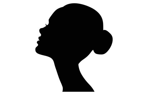 Beautiful Face Woman Side View Silhouette On Isolated White Background