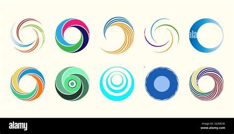 Set Of Abstract Swirl And Spiral Colorful Icons Logo Design Elements