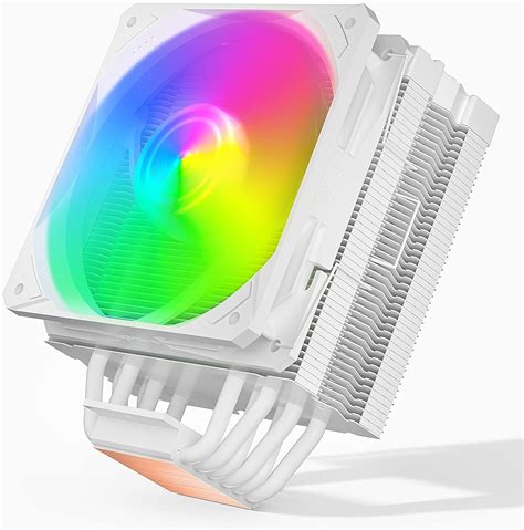 Uphere Weißer Cpu Kühler Mit 6 Heatpipes 120 Mm Pwm Argb Led Lüfter Cpu Prozessorlüfter Für