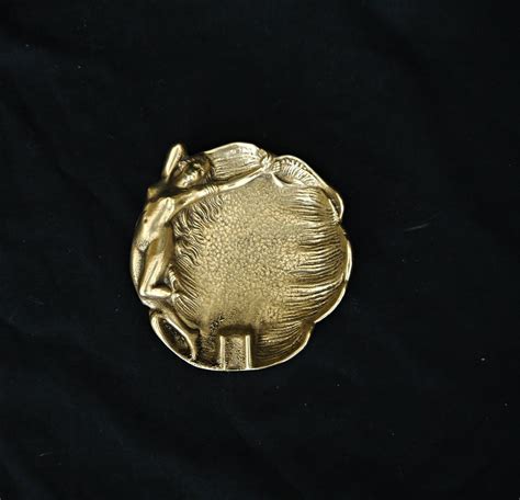 Art Nouveau Brass Ashtray Nude Lady Vintage Solid Brass Etsy
