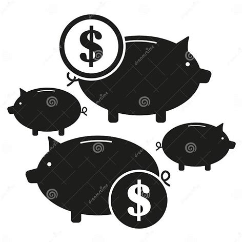 piggy banks  coins saving money financial symbols vector icons