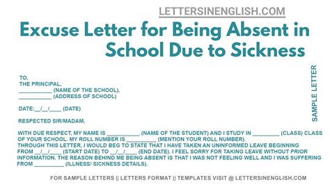 Excuse Letter For Being Absent In School Due To Sickness Youtube