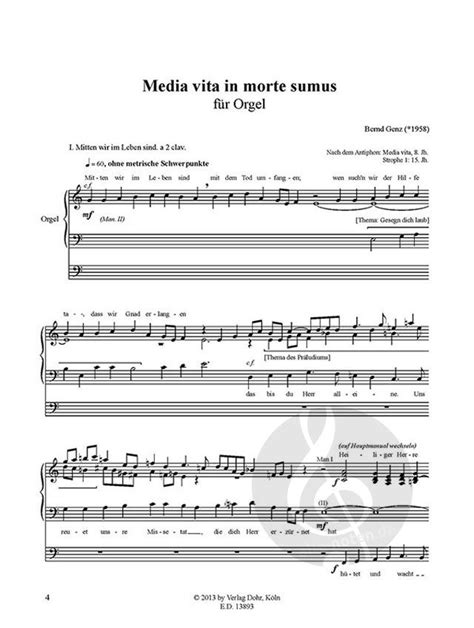 Media vita in morte sumus von Bernd Genz für Orgel 2013 im Alle Noten