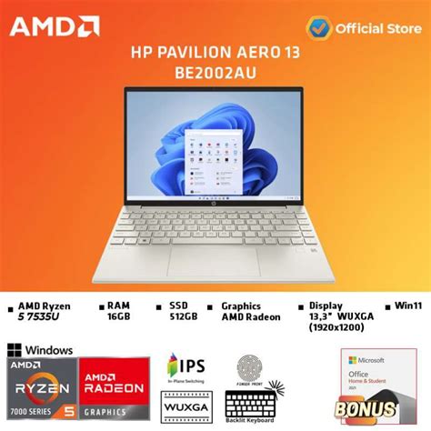 Promo Hp Pavilion Aero Be Au Ryzen U Gb Ssd Vega