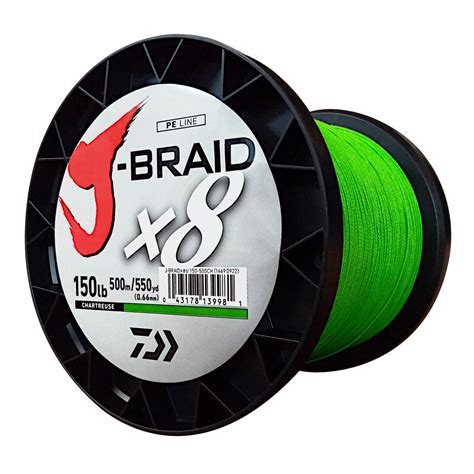 Daiwa J Braid Fishing Line X8 68kg150lb 66mm Colour Chartreuse 500m