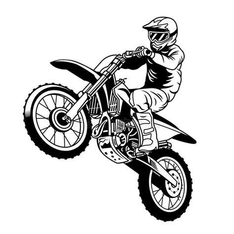 Black And White Jumping Racer Riding The Motocross Royalty Free