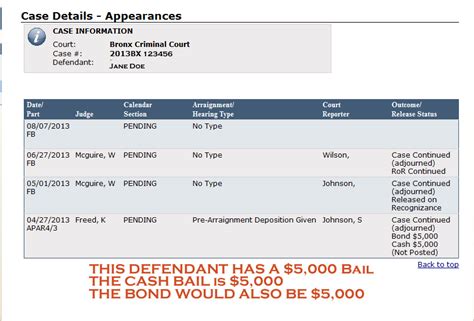 How Do I Find The Amount Of Someones Bail In New York Central