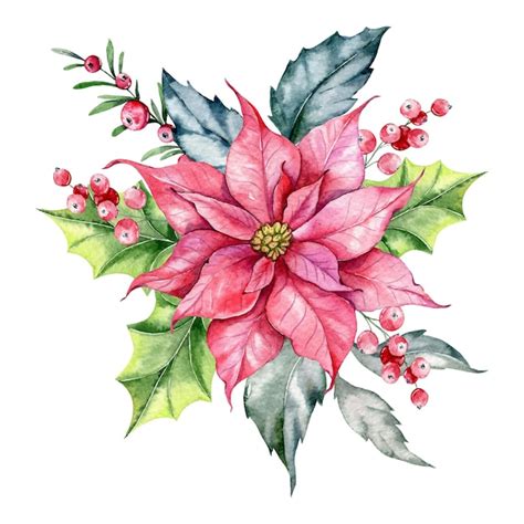 Ilustraci N De Acuarela De Navidad Composici N Floral De Invierno