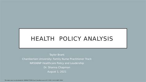 NR 506 Week 4 Assignment Kaltura Health Policy Analysis Obesity