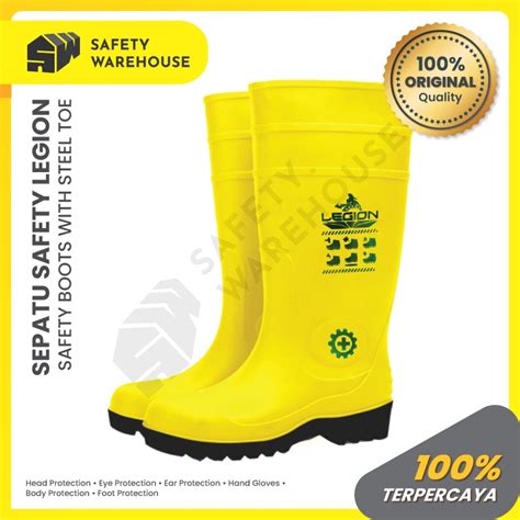 Jual Sepatu Boot Rubber Safety Proyek Karet Ujung Besi Steel Toe Legion