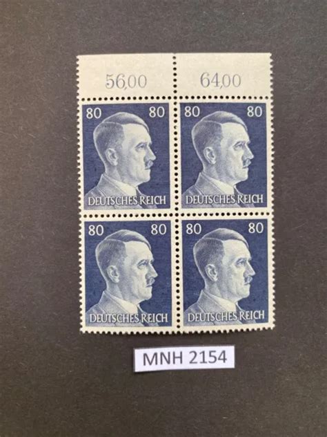 GERMAN EMPIRE THIRD Reich 1941 Adolf Hitler Heads 80pf Mi 798 Block Of