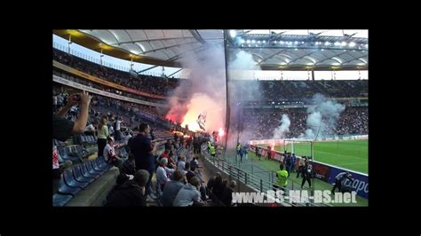 Hd Eintracht Frankfurt Hansa Rostock Pyro Youtube