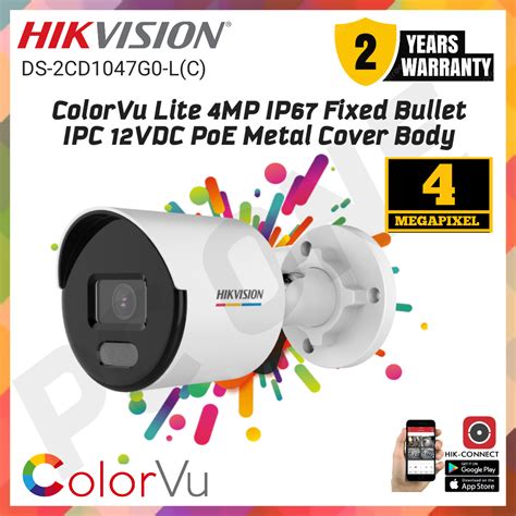 Ds Cd G L C Hikvision Colorvu Lite Mp Ip Fixed Bullet Ipc