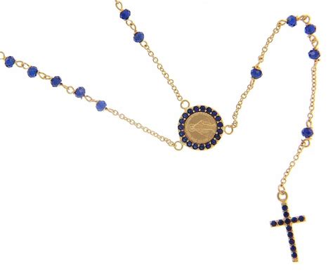 Collana Rosario Lunga Con Medaglia Madonna Miracolosa E Croce Punti