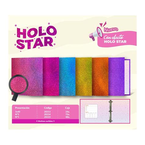 CARPETA REXON N3 2 TAPAS HOLO STAR 20214 FRANPAPEL S R L