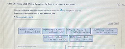 Solved Core Chemistry Skill Writing Equations For Reactions Chegg