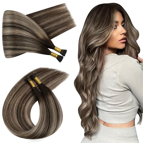 Amazon Ugeat I Tip Hair Extensions Human Hair Balayage Dark Brown