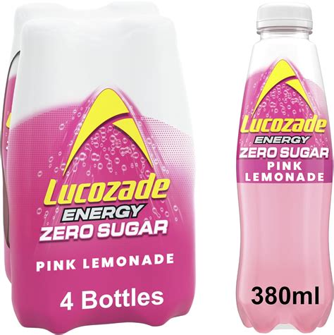 Lucozade Zero Fizzy Drink Pink Lemonade Flavour Sugar Free Low