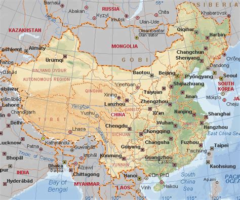 Political Physical Maps Of China