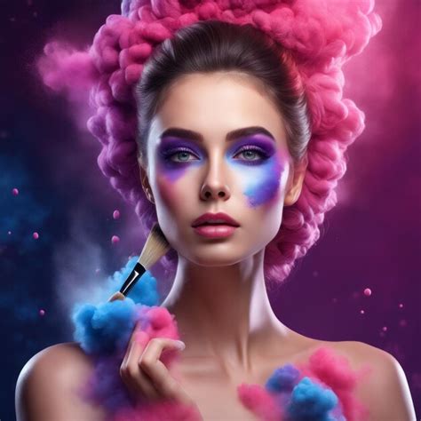 Premium Ai Image Fashion Model Girl Portrait With Colorful Powder