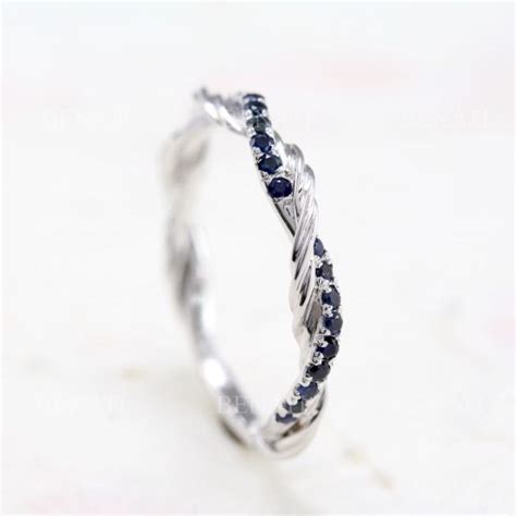 Sapphire Rope Twisted Wedding Band Infinity Knot Ring Benati