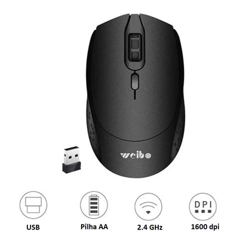 Mouse Sem Fio Wireless Bluetooth Weibo RF 6400 2 4ghz Shopee Brasil