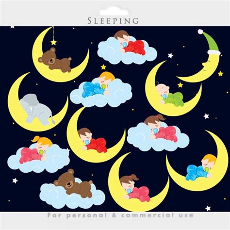 Baby Sleeping Clipart Sleeping Babies Clip Art Night Time - Etsy