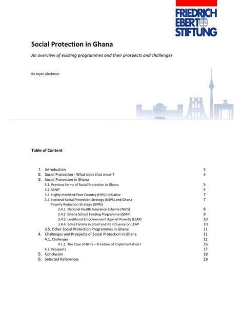 Pdf Social Protection In Ghana Bibliothek Der Friedrich Ebert