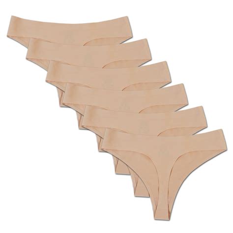 Bolivelan Womens Mid Rise Seamless Thongs Comfy Underwear G Strings Panties Nude US4 For Sale