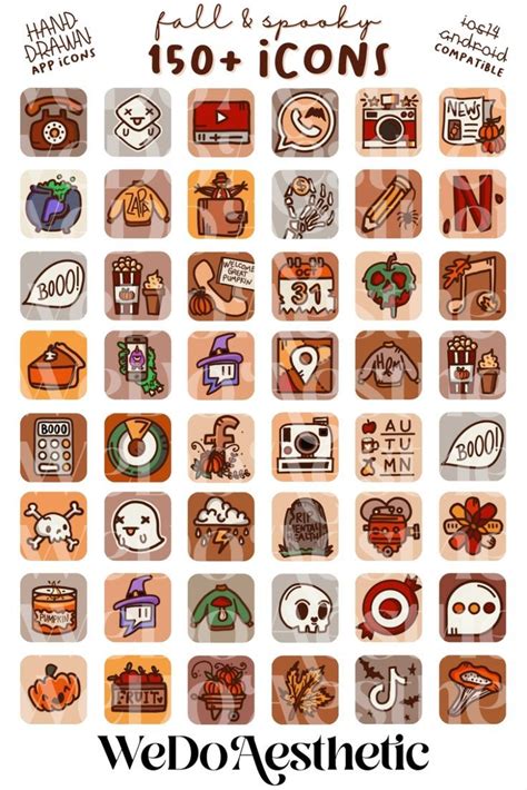 Fall Extension Pack Hand Drawn Ios App Icons Bundle Ios App Covers