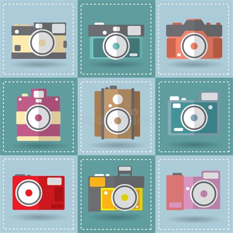 Set Of Cameras Vector Illustration Decorative Design Stock Vector