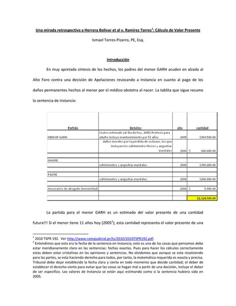 Una mirada retrospectiva a Herrera Bolívar et al v Ramírez Torres1