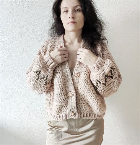 Crochet Cardigan Pattern Chunky Cropped Cardigan Etsy