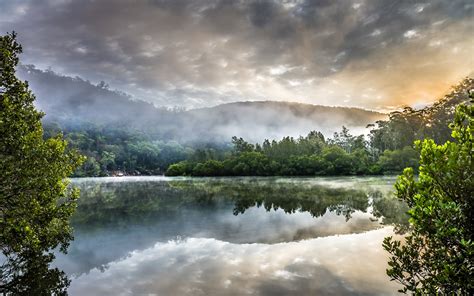 Wallpaper Trees Landscape Hill Lake Water Nature Reflection