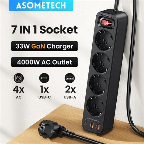 ASOMETECH 4000W Bande De Puissance Multi Sortie 1 5M Rallonge R Seau