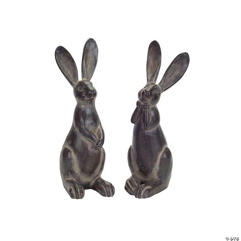 Melrose International Standing Rabbit Figurine Set Of 2 Oriental