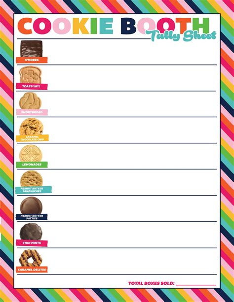 Abc Cookie Booth Tally Sheet Printable Download Girl Scout Etsy México